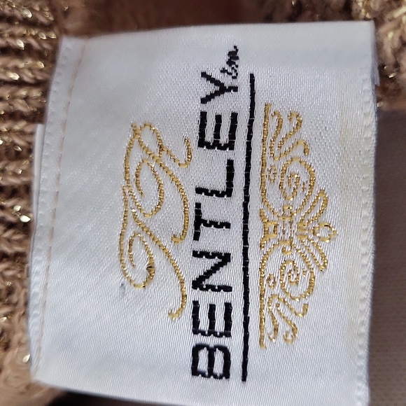 Bentley Vintage Gold Sparkle Cardigan Sweater Button down Collar Size Large - Picture 5 of 5